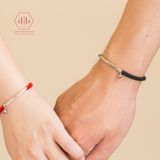  Vòng Tay Thắt Couple Charm Bạc 925 Thanh Ống Khắc Chữ 