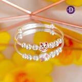  Kiềng Baby Bạc 999 Lucky Cat - Kiềng Mèo May Mắn Tai Đỏ/Vàng K410 Ddreamer 