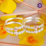  Kiềng Baby Bạc 999 Lucky Cat - Kiềng Mèo May Mắn Tai Đỏ/Vàng K410 Ddreamer 