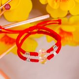  Vòng Tay Dây Thắt Đá Thiên Nhiên Citrine Vàng Phối Charm Bạc 925 Kim Tiền 