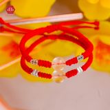  Vòng Tay Dây Thắt Đá Thiên Nhiên Citrine Vàng Phối Charm Bạc 925 Kim Tiền 