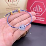  Vòng Tay Dây Cứng Cỏ 4 Lá Chiêu May Mắn Tài Lộc Đá Aquamarine - Vòng Đá Phong Thủy 