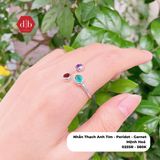  Peridot Topaz Citrine Aventurine Amethyst Garnet Gemstone Silver Ring - Nhẫn 3 Loại Đá Thiên Nhiên 025SR 