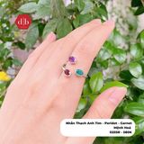  Peridot Topaz Citrine Aventurine Amethyst Garnet Gemstone Silver Ring - Nhẫn 3 Loại Đá Thiên Nhiên 025SR 