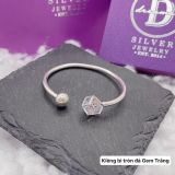  Kiềng Bạc 925 Xỏ Charm Đính Đá CZ - Gem Silver Bangle K084 