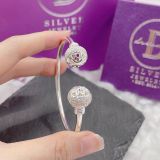  Kiềng Bạc 925 Xỏ Charm Đính Đá Sang Trọng - Sunflower Light Ball Silver Bangle K177 K178 