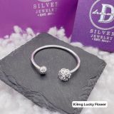  Kiềng Bạc 925 Cỏ 4 Lá May Mắn Bạc 925  - Lucky Flower Silver Bangle K148 K149 