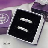  Couple Rings - Nhẫn Cặp Bản Trơn 1 Line Chéo 1 Viên Đá- 2488NH 