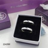  Couple Rings - Nhẫn Cặp Bản Sọc 2 Hình Chữ Nhật & Đá CZ 2li- 2545NH 