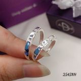  Couple Rings - Nhẫn Cặp Bản Sọc 2 Hình Chữ Nhật & Đá CZ 2li- 2545NH 