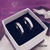  Couple Rings - Nhẫn Cặp Bản 3mm 4 Line Chéo Đơn Giản & 1 Đá 2lii-2550NH 