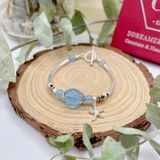  Vòng Đá Aquamarine Phối Charm Bạc 925 Sao Biển 