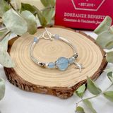  Vòng Đá Aquamarine Phối Charm Bạc 925 Sao Biển 