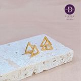  Parallel Triangle Hoops - Gold Plated Earrings - Hoa Tai Khoen Line Tam Giác 1623BTK 