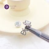  Bông Tai Bạc 925 Xi Vàng Trắng Đính Full Moi - Bông Tai Nữ Kiểu Hoa Moissanite Viên Chủ 7Li - Moissanite 7.0mm Sterling Silver Flower Earrings MBT0017 