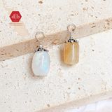  Mặt Dây Chuyền Đá Thiên Nhiên - Đá Lu Thống Thạch Anh Tóc Vàng & Moon Stone Mix Charm Bạc 925 - Cho Mệnh Kim/Thổ - Ddreamer 