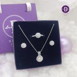  Bộ Trang Sức Bạc 925 - Bộ Trang Sức Premium Đá Moissanite 5Li Kiểu Hoa Viền - Ddreamer 