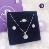  Bộ Trang Sức Bạc 925 - Bộ Trang Sức Premium Đá Moissanite 5Li Kiểu Hoa Viền - Ddreamer 