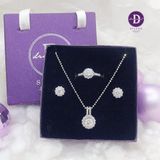  Bộ Trang Sức Bạc 925 - Bộ Trang Sức Premium Đá Moissanite 5Li Kiểu Hoa Viền - Ddreamer 