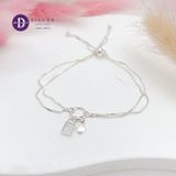  Lắc Tay Trái Tim Ổ Khoá Tình Yêu Kiểu Dây Rút Freesize  - Lock & Heart Adjustable Silver Bracelet 1280VTH 