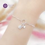  Lắc Tay Trái Tim Ổ Khoá Tình Yêu Kiểu Dây Rút Freesize  - Lock & Heart Adjustable Silver Bracelet 1280VTH 