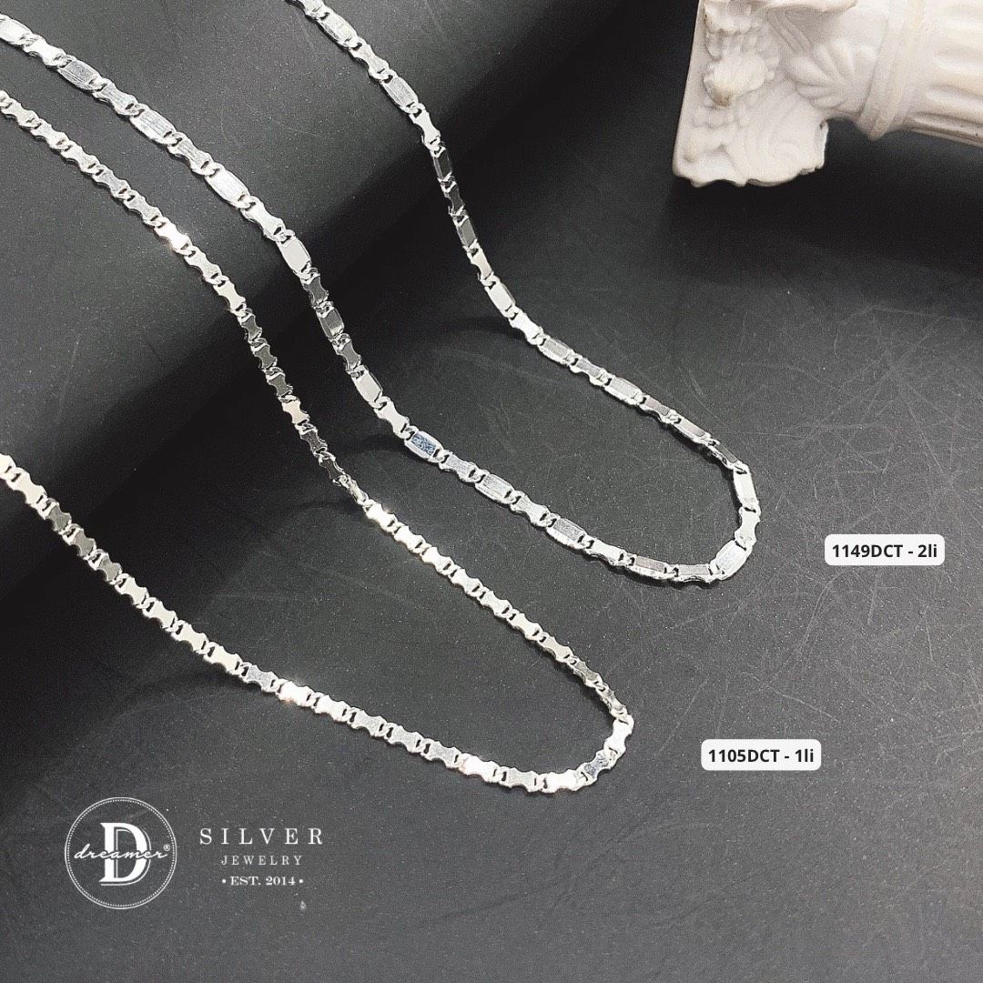  Dây Chuyền Nam Trơn Xích Dẹp Chữ Nhật 1&2li - Dây chuyền Bạc 925 - Silver 925 Necklace Basic Chain Ddreamer 