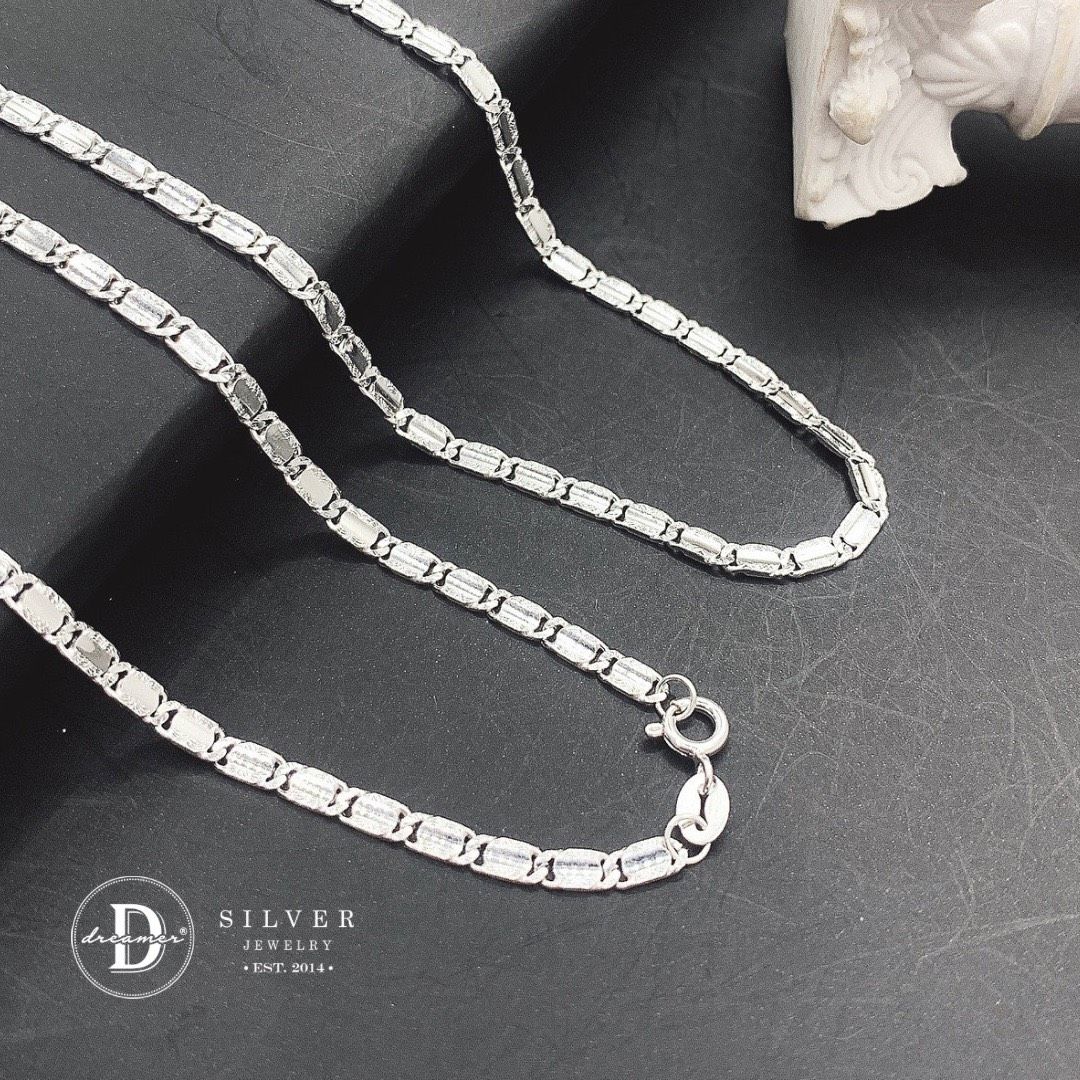  Dây Chuyền Nam Trơn Xích Bản Vuông Móc Máy - Dây chuyền Bạc 925 - Silver 925 Necklace Basic Chain Ddreamer 