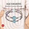 Vòng Dây Thắt Đá Aquamarine Mix Charm Cỏ 4 Lá - Vòng Thắt Dây Thủ Công Đá Phong Thủy