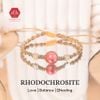 Vòng Dây Thắt Đá Đào Hoa & Charm Cỏ 4 Lá - Vòng Thắt Dây Thủ Công Đá Phong Thủy - Rhodochrosite Bracelet