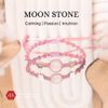 Vòng Dây Thắt Moonstone & Charm Cỏ 4 Lá - Vòng Thắt Dây Thủ Công Đá Phong Thủy