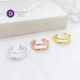  Double Thick Vintage Silver Wire Earcuff - Hoa Tai Kẹp Vành Xi Vàng/ Vàng Hồng 2 Line Gợn Sóng 2756EC 