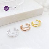  Double Thick Vintage Silver Wire Earcuff - Hoa Tai Kẹp Vành Xi Vàng/ Vàng Hồng 2 Line Gợn Sóng 2756EC 