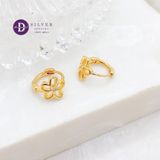  Hoops Simple Lovely Flower - Gold Plated Earrings - Hoa Tai Khoen Bạc 925 Xi Vàng Bông Hoa Nhỏ 2728BTK Ddreamer 