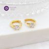 Round Hoops Stone Cupcake - Gold Plated Earrings - Hoa Tai Khoen Bạc 925 2428BTK