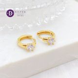  Round Hoops Stone Cupcake - Gold Plated Earrings - Hoa Tai Khoen Bạc 925 2428BTK 