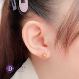  Hoops Simple Lovely Flower - Gold Plated Earrings - Hoa Tai Khoen Bạc 925 Xi Vàng Bông Hoa Nhỏ 2728BTK Ddreamer 