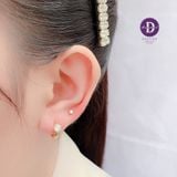  Round Hoops Stone Cupcake - Gold Plated Earrings - Hoa Tai Khoen Bạc 925 2428BTK 