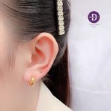  Hoa Tai Khoen Bạc 925 Xi Vàng Thick Halo 8mm 392BTK 