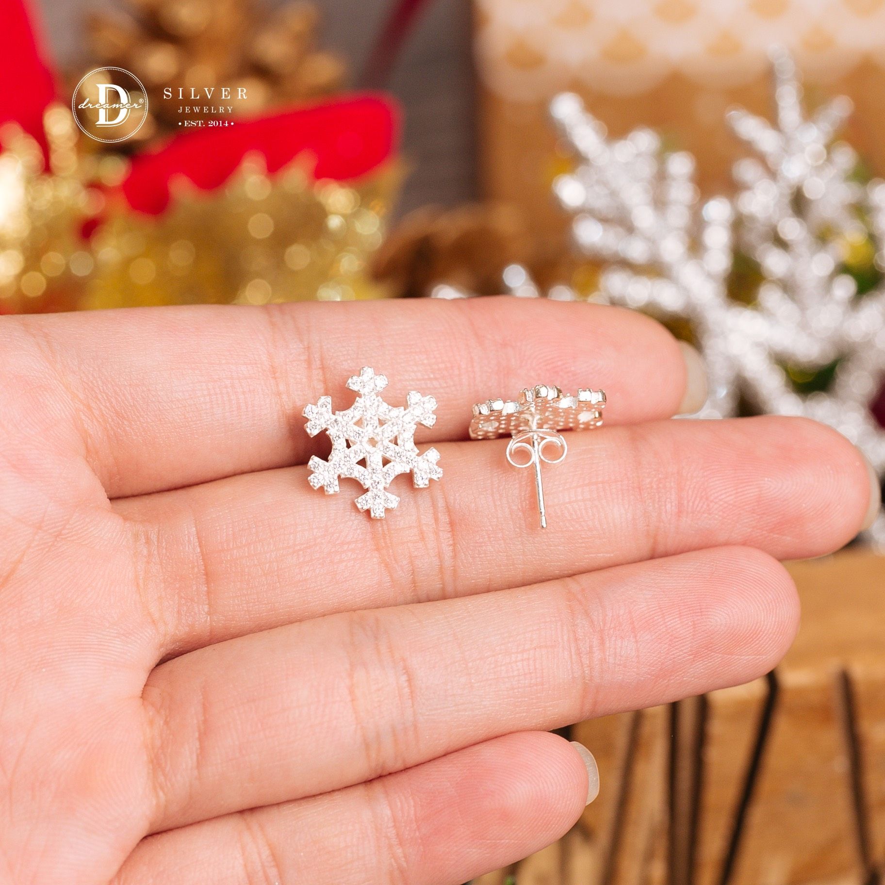  Snowflake Christmas Silver Earrings - Hoa Tai Nữ Bạc 925 Hình Hoa Tuyết - Quà Tặng Giáng Sinh 129BTH 896BTH 