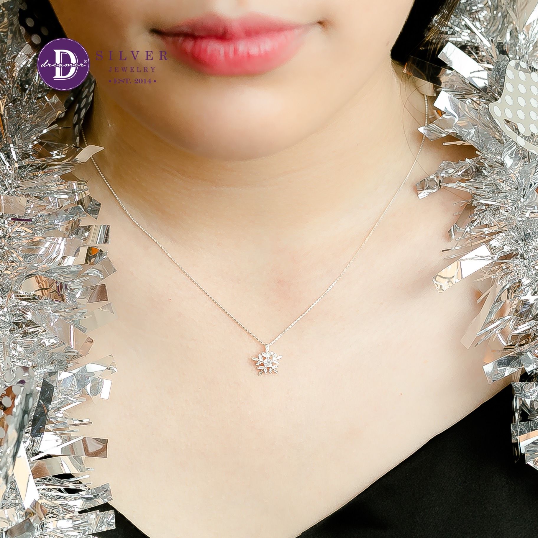  Snowflake Christmas Silver Necklace - Dây Chuyền Bạc 925 Hình Hoa Tuyết - Quà Tặng Giáng Sinh 339DCH 