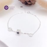  Flower Tube & LOVE Silver Bracelet - Lắc Tay Bạc 925 Khoen Chữ LOVE & Ống Tube Hoa Đính Đá 1293VTH 