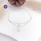  White Heart & Ball Oval Chain Silver Bracelet - Vòng Tay Bạc 925 Dây Xích Đôi Trái Tim 886VTH 