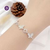  Curvy Butterly & 2 Circle Adjustable Bracelet - Vòng Tay Dây Rút Freesize Bạc 925 Bướm & 2 Vòng Tròn 1256VTH 