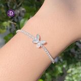  Spring Sparkling Butterfly Adjustable Bracelet - Lắc Tay Dây Rút Freesize Bạc 925 Bướm & 1 Line Đá 1222VTH 