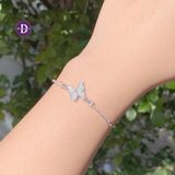  Creamy Butterfly & 2 Stone Lines Adjustable Bracelet - Vòng Tay Dây Rút Freesize Bạc 925 Bướm & 2 Lines Đá 1255VTH 