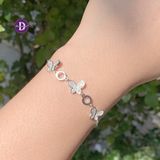  Curvy Butterly & 2 Circle Adjustable Bracelet - Vòng Tay Dây Rút Freesize Bạc 925 Bướm & 2 Vòng Tròn 1256VTH 