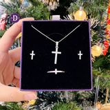  Cross Christmas Gift Jewelry Set - Bộ Trang Sức Thánh Giá 1 Line Đá - Quà Tặng Giáng Sinh 