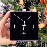  Cross Christmas Gift Jewelry Set - Bộ Trang Sức Thánh Giá 1 Line Đá - Quà Tặng Giáng Sinh 