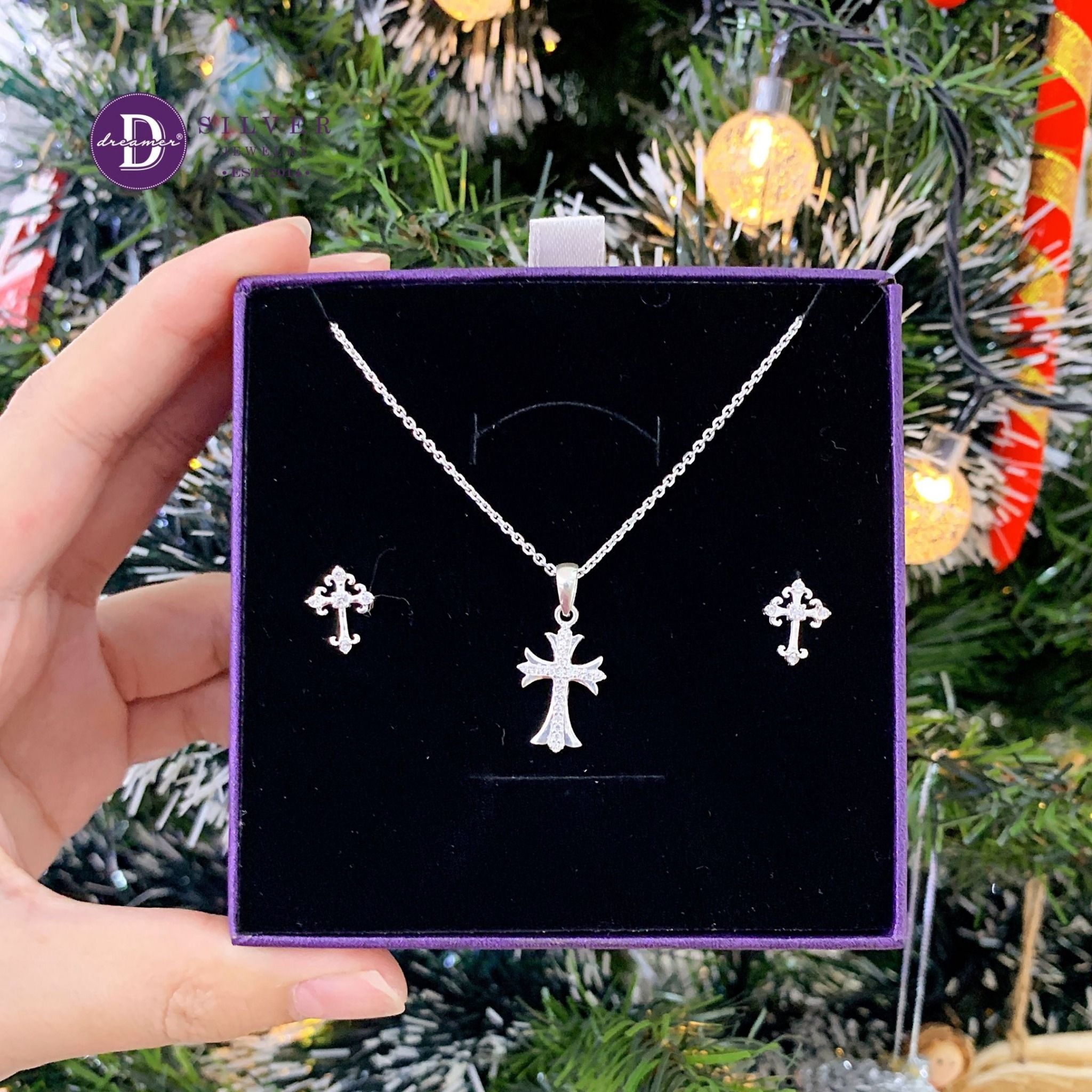  Holy Cross Christmas Gift Jewelry Set - Bộ Trang Sức Thánh Giá Hoàng Gia Đính Đá - Quà Tặng Giáng Sinh 