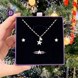  Star Christmas Gift Jewelry Set - Bộ Trang Sức Ngôi Sao Đá Trắng - Quà Tặng Giáng Sinh 